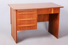 Restored Mid Century Writing Desk, By Interier Praha, Oak, Polished, Czech, 1950