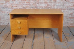 Restored Mid-Century Writing Desk, Oak Veneer, Revived Polish, Czech, 1960s