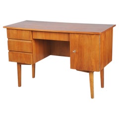 Restored Mid-Century Writing Desk, Walnut, Revived Polish, Czech, 1950