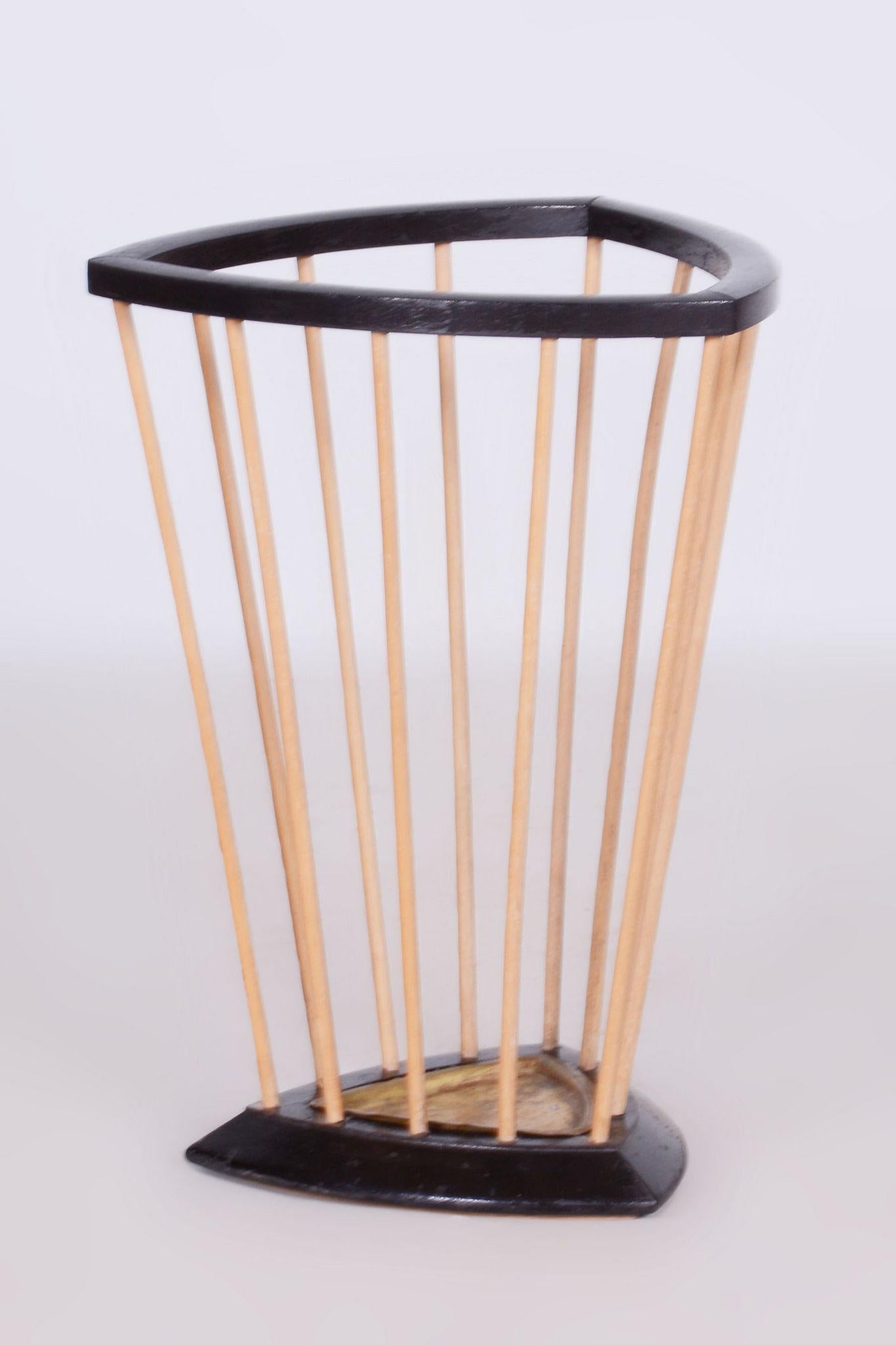 Wood Restored MidCentury Beech Umbrella Stand, Revived Polish, Czechia, 1950s For Sale