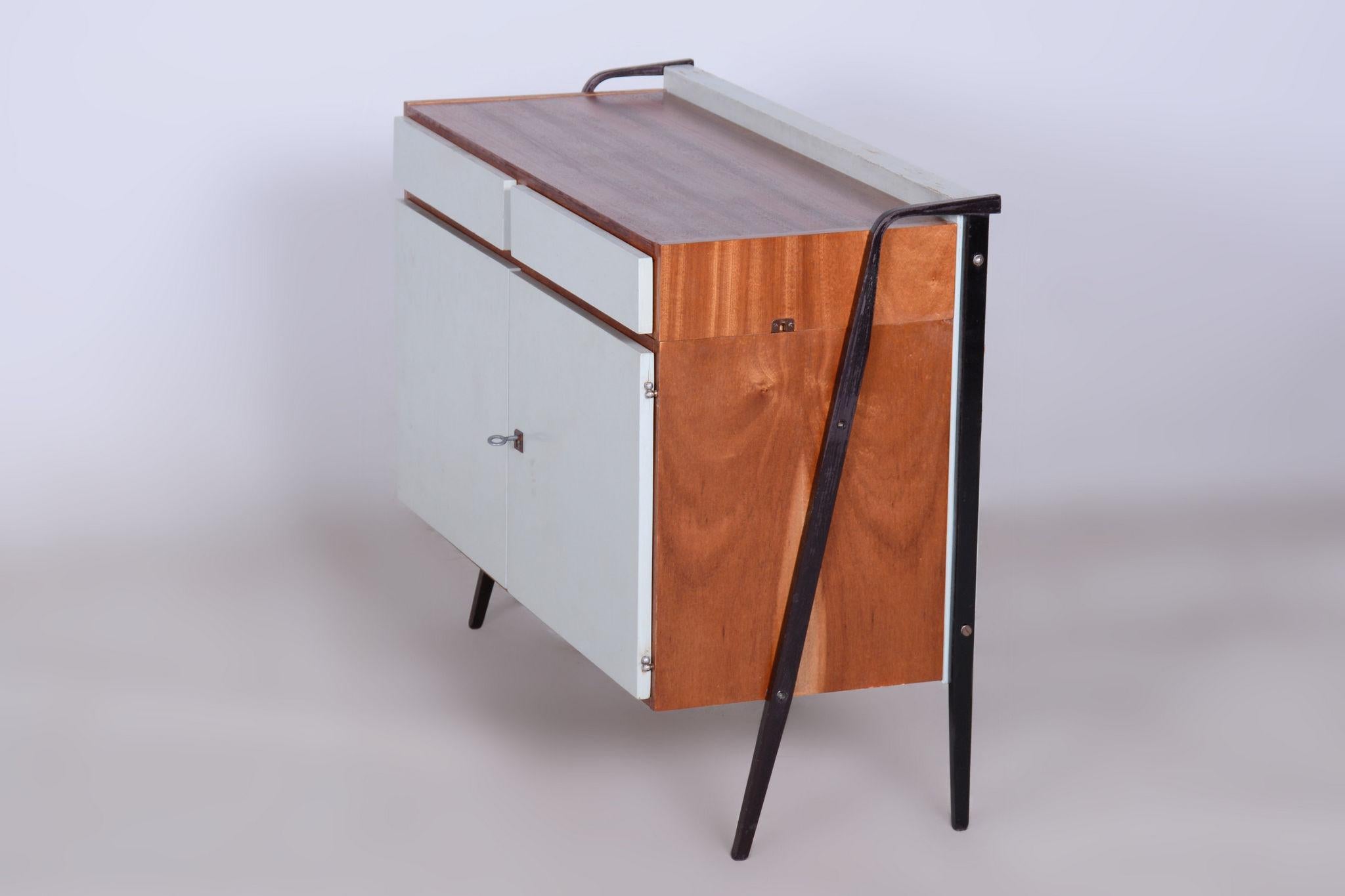 Restored MidCentury Cabinet Set, Mahogany, Revived Polish, Central Europe, 1950s For Sale 4