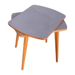 Mesa de centro de mediados de siglo restaurada, haya, Umakart, polaca recuperada, Chequia, años 50