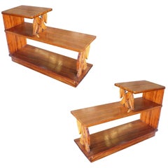 Restored Midcentury Hand Carved Bamboo Pattern Mahogany Side Table