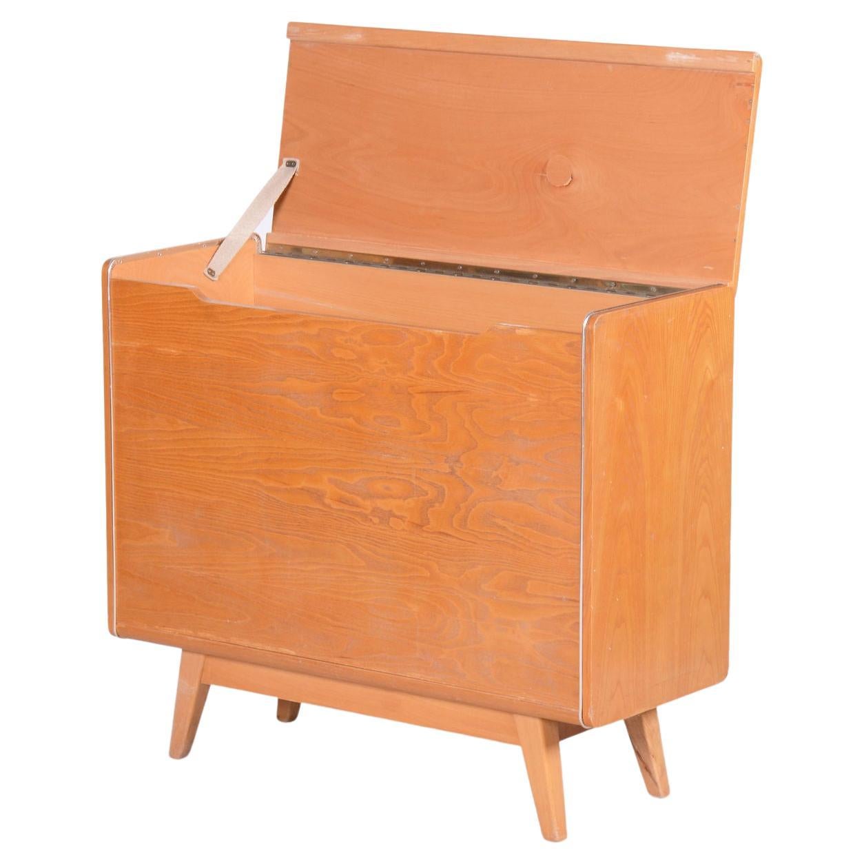 Restored Midcentury Hinged Storage Cabinet, Ash, Jitona Sobeslav, Czechia, 1950s For Sale