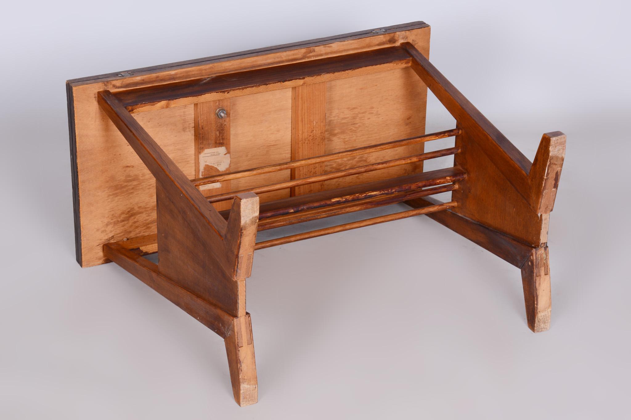 Mid-Century Modern Restored Midcentury Oak Folding Table, Revived Polish, Czechia, 1950s For Sale