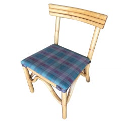 Restored Midcentury Rattan Dining Side Chair with Three-Strand Back, Set of Six