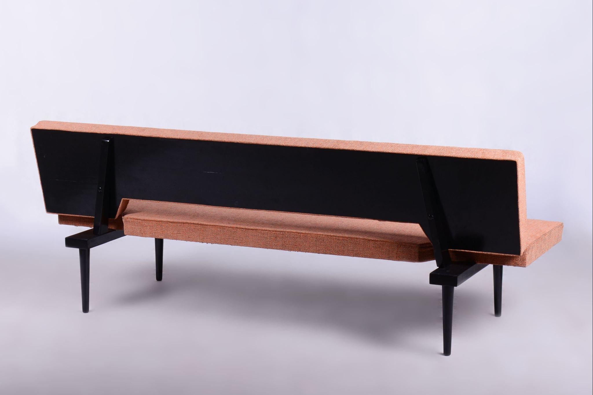 Mid-Century Modern Restored Midcentury Sofa, Miroslav Navratil, Lacquered Wood, Czechia, 1960s For Sale