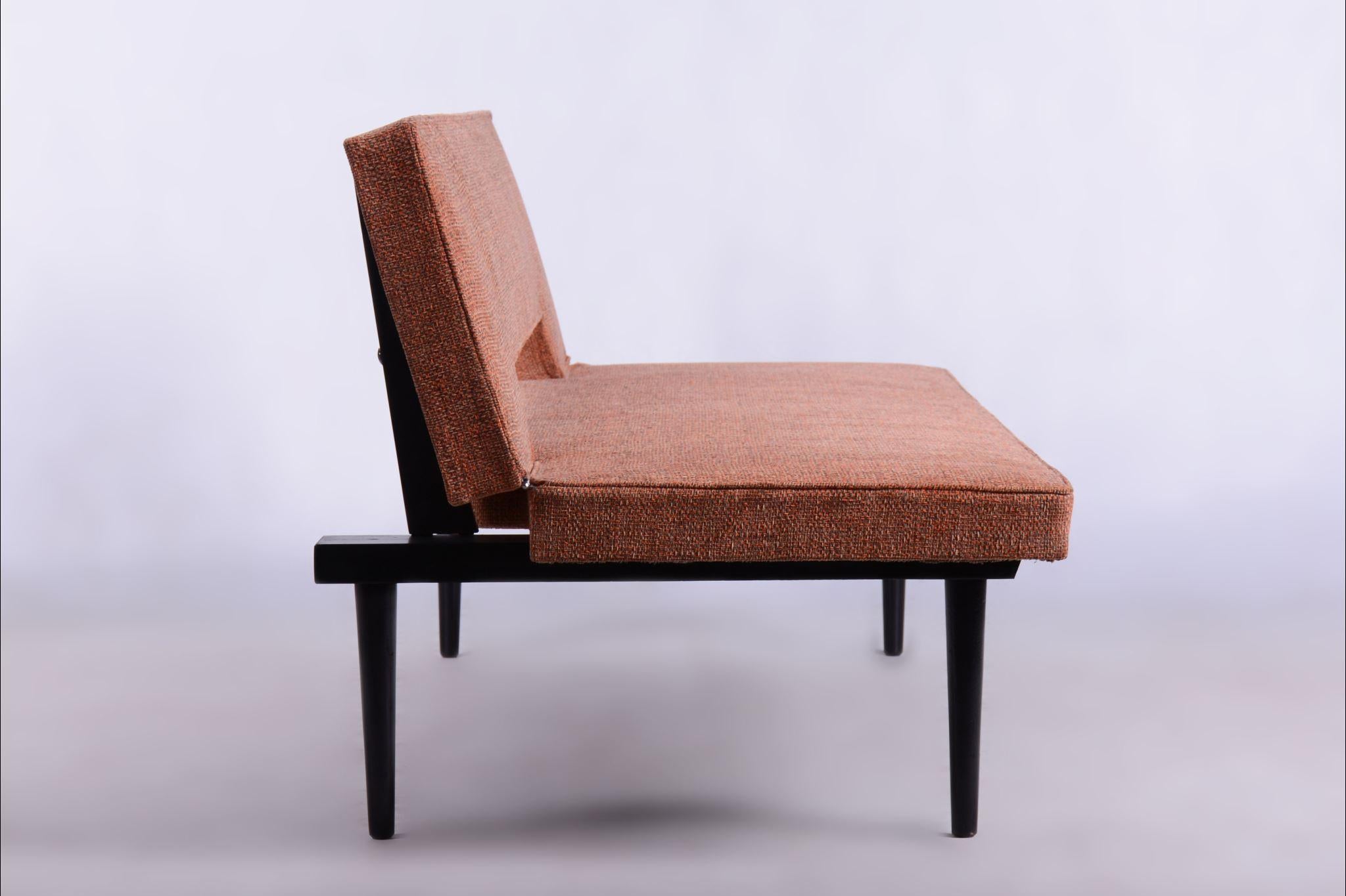 Restored Midcentury Sofa, Miroslav Navratil, Lacquered Wood, Czechia, 1960s For Sale 1