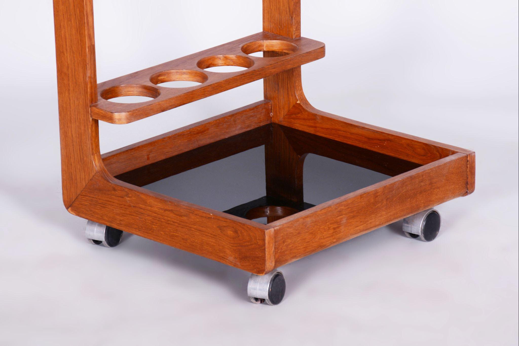 Restored Midcentury Trolley, Mahogany, Glass, Revived Polish, Czechia, 1960s For Sale 6