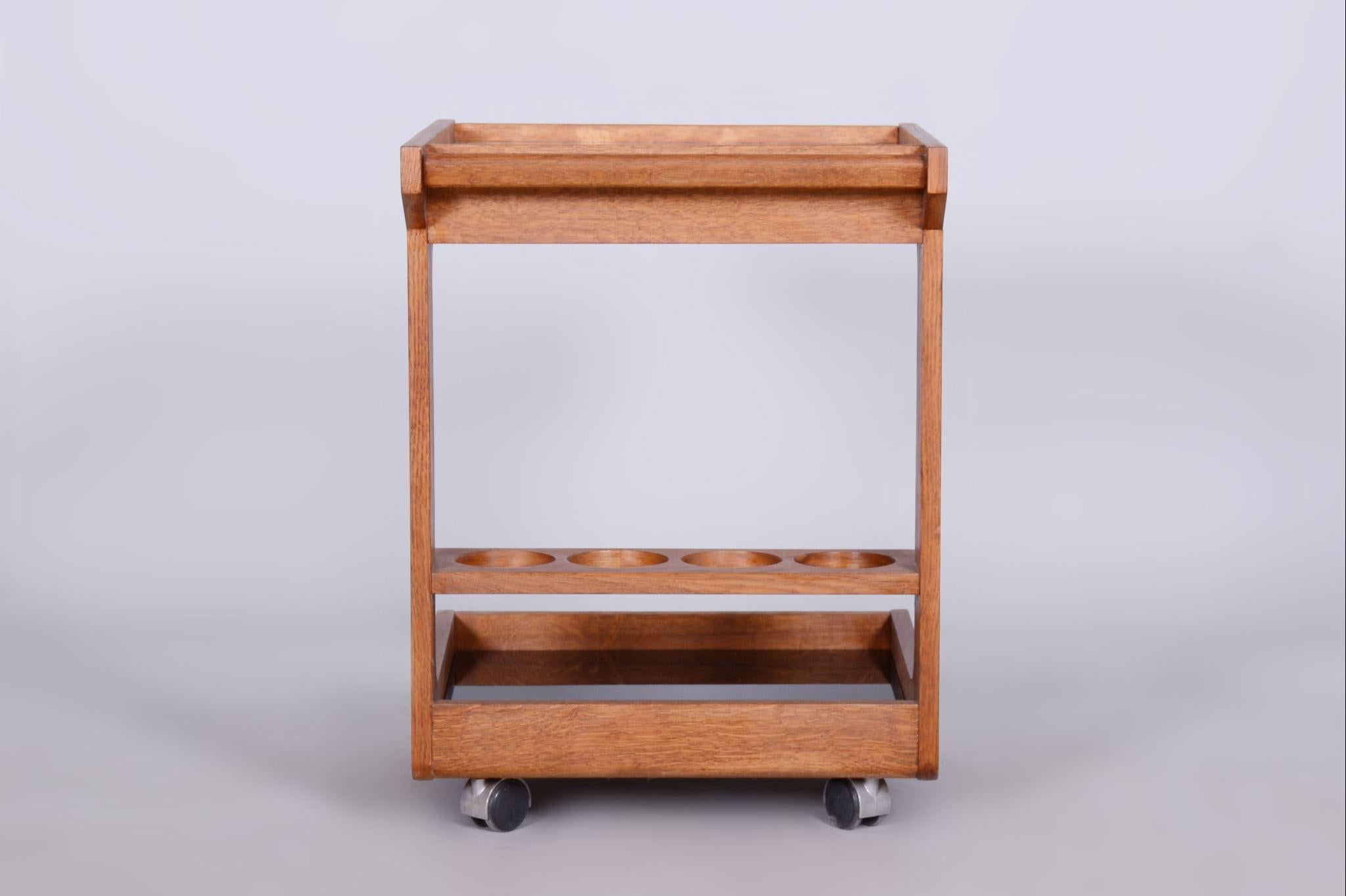 20th Century Restored Midcentury Trolley, Mahogany, Glass, Revived Polish, Czechia, 1960s For Sale