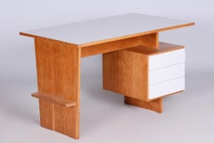 Restored Midcentury Writing Desk, Bohumil Landsman, Oak, Umakart, Czechia, 1950s