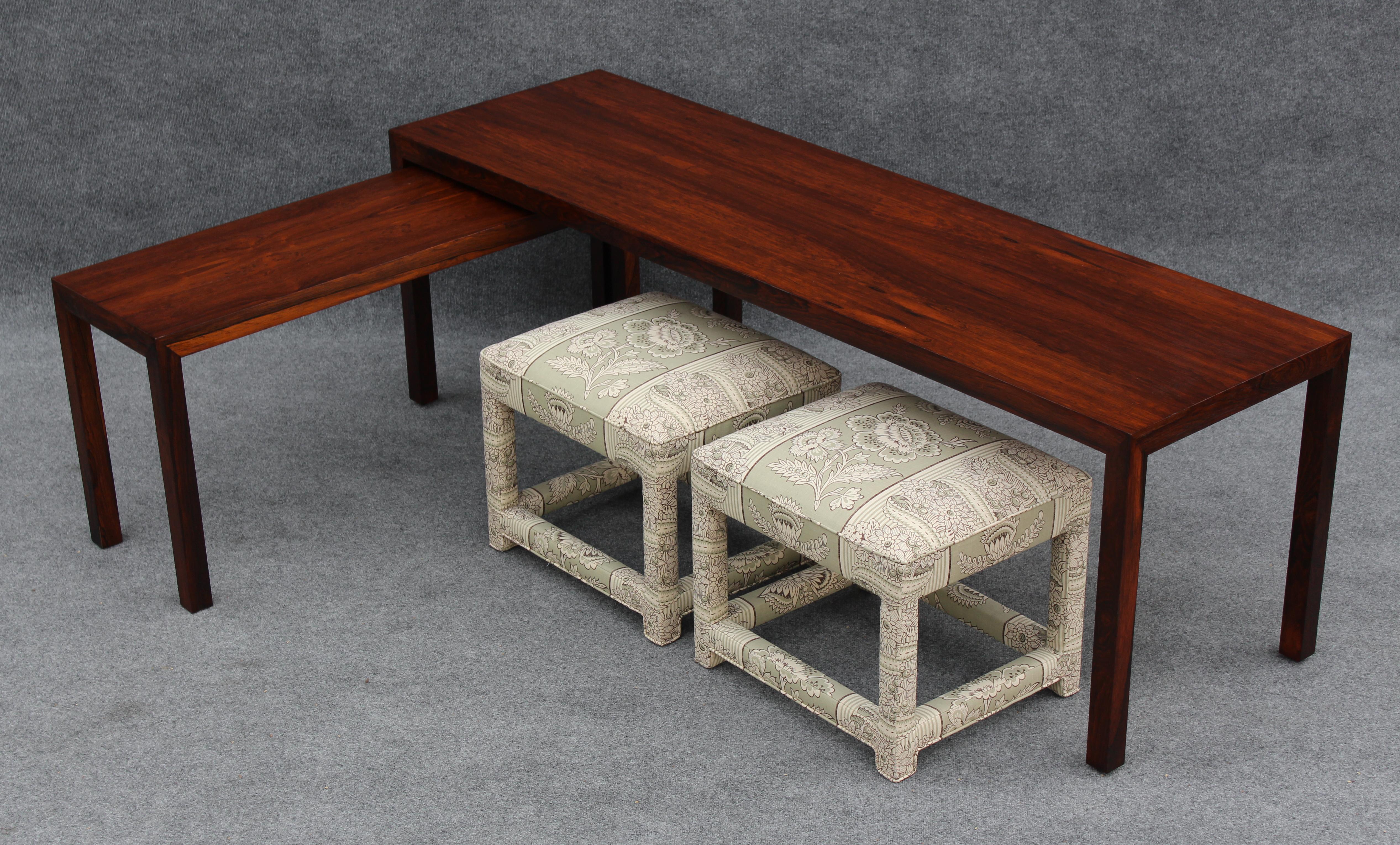 Milo Baughman Thayer Coggin Rosewood Nesting Sofa & Coffee Tables + Pair Benches For Sale 7