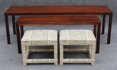 Milo Baughman Thayer Coggin Rosewood Nesting Sofa & Coffee Tables + Pair Benches