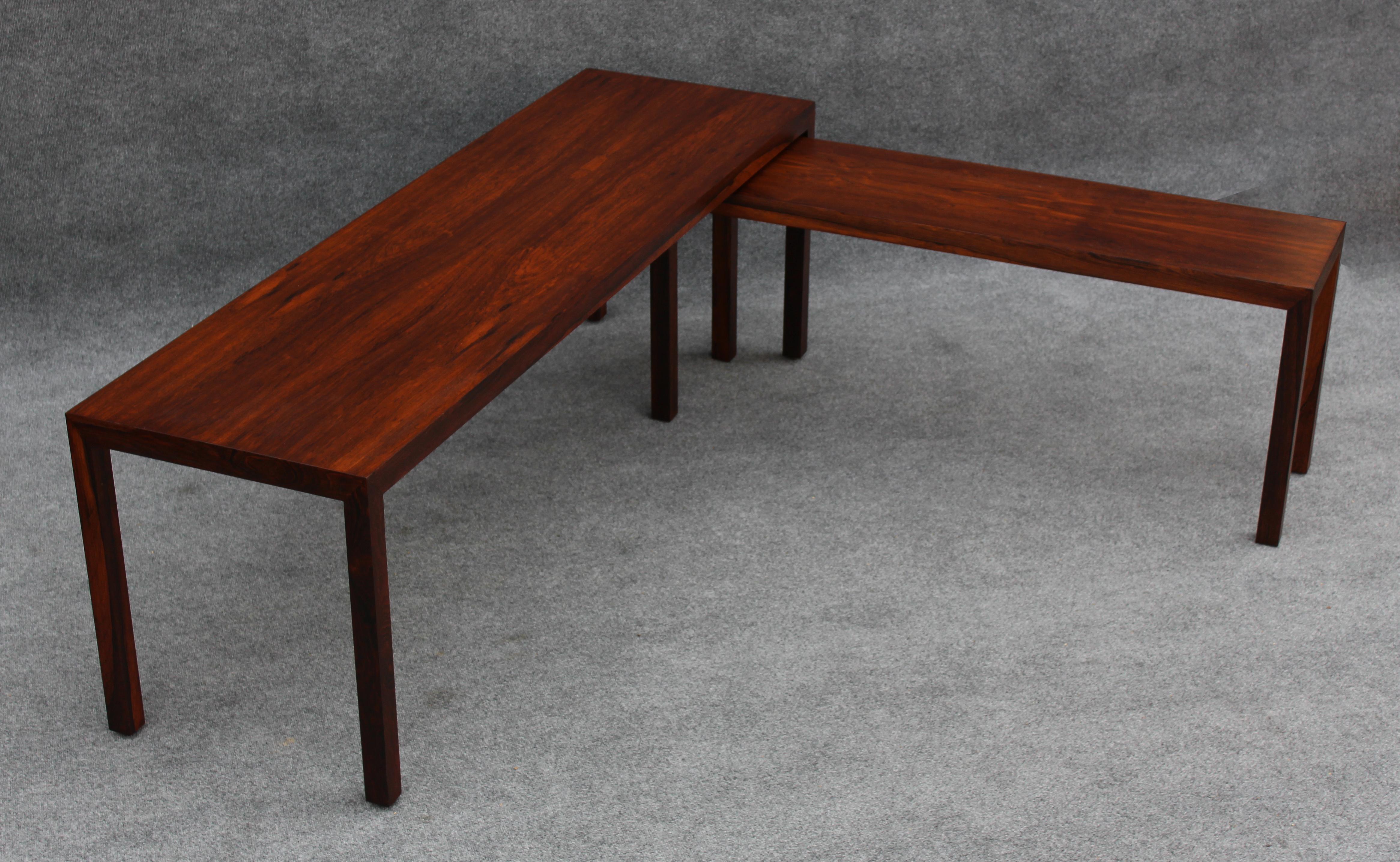 Milo Baughman Thayer Coggin Rosewood Nesting Sofa & Coffee Tables + Pair Benches For Sale 1