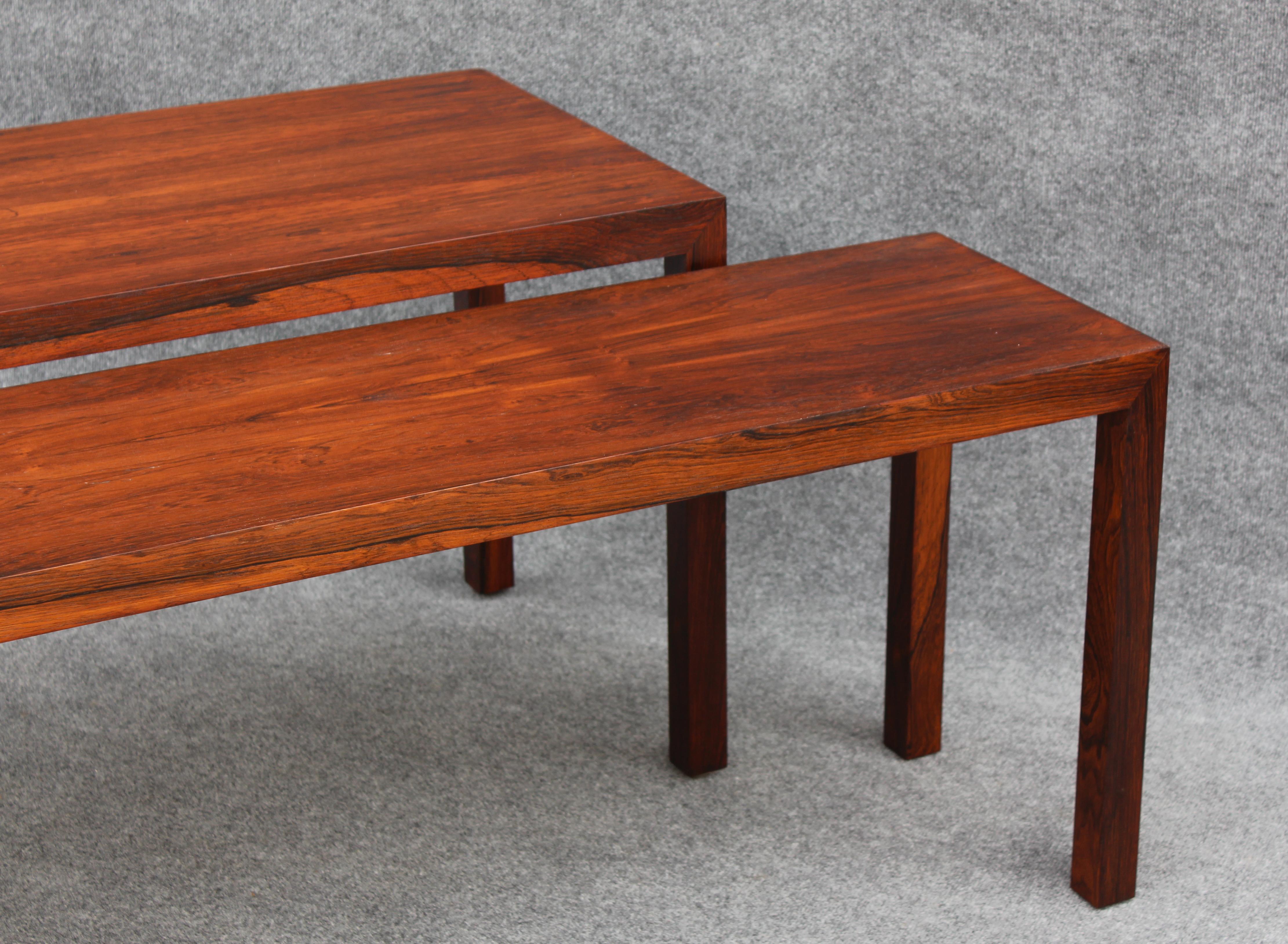 Milo Baughman Thayer Coggin Rosewood Nesting Sofa & Coffee Tables + Pair Benches For Sale 2