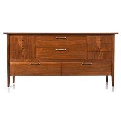 Restored "Modern" Line By Drexel Walnut Double Dresser Credenza, circa 1950s