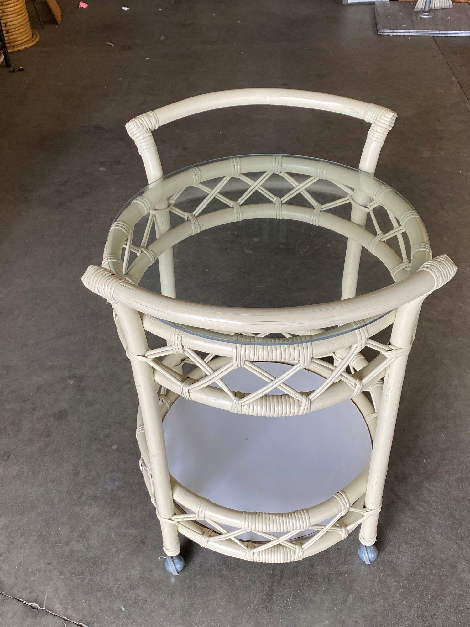 round rattan bar cart