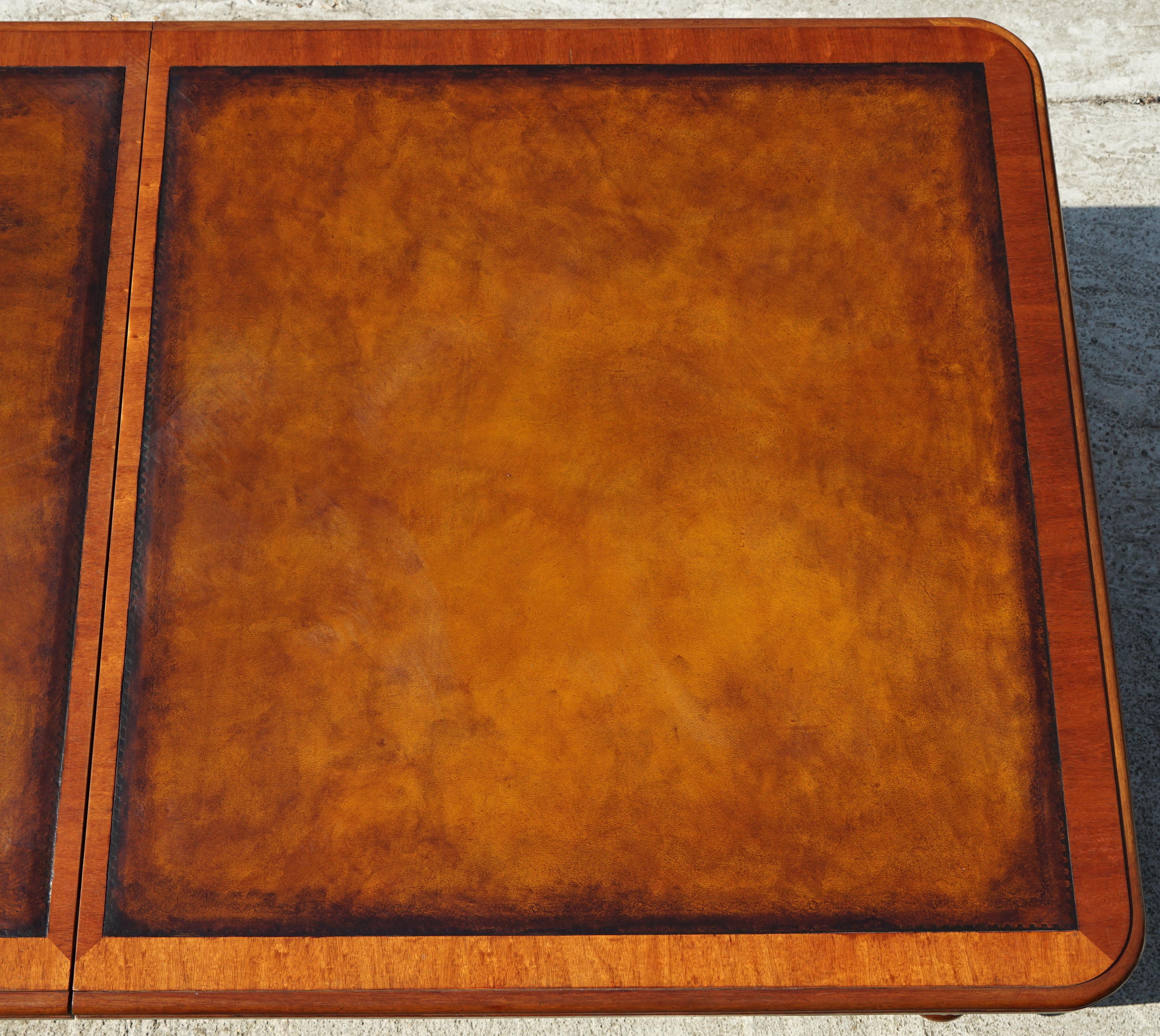 Restored Monumental Extending Oxford Library Dining Table Leather Top 5