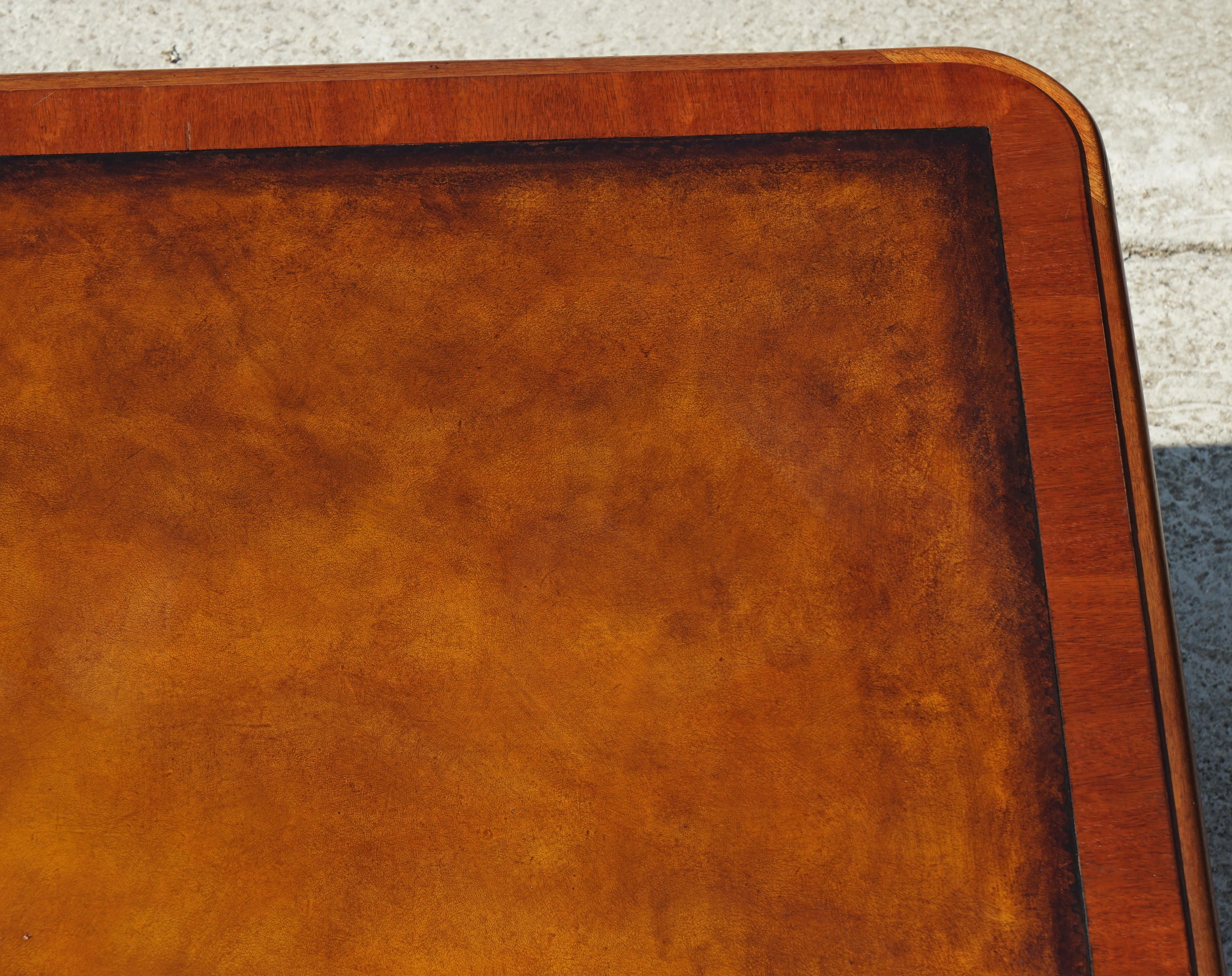 Restored Monumental Extending Oxford Library Dining Table Leather Top 6