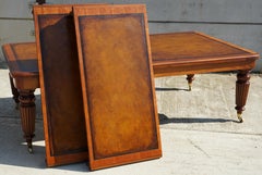 Restored Monumental Extending Oxford Library Dining Table Leather Top
