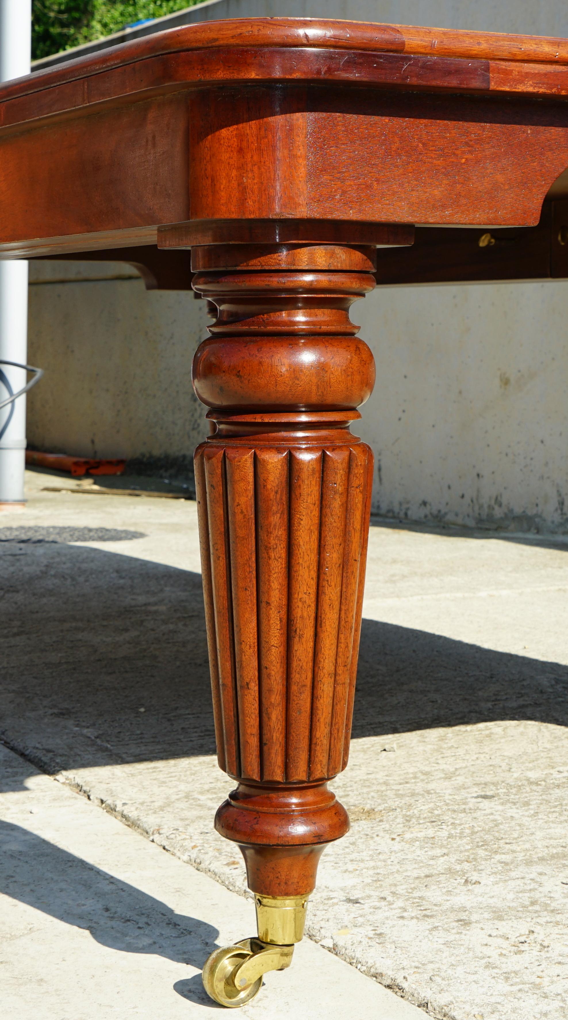 Hand-Crafted Restored Monumental Extending Oxford Library Dining Table Leather Top