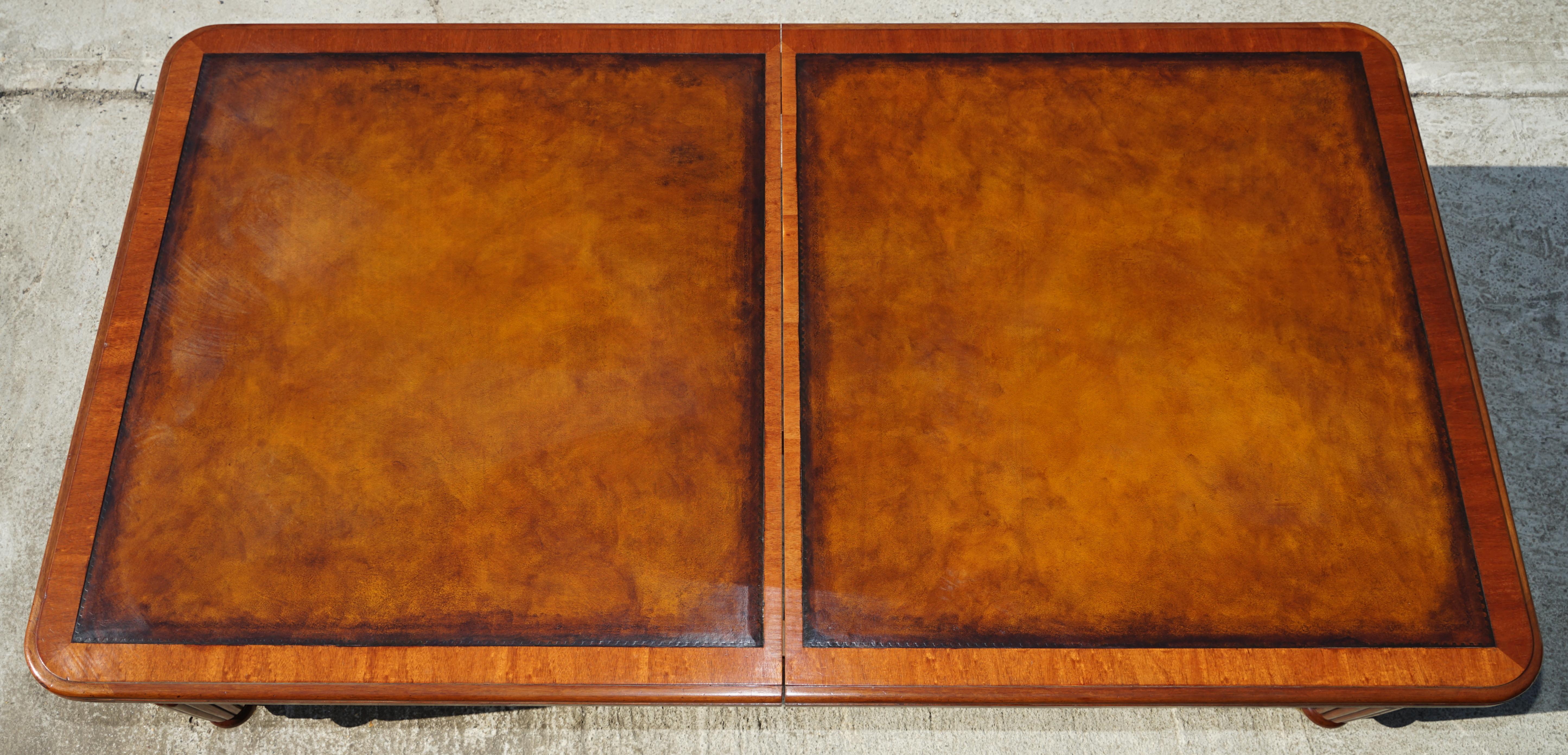 Restored Monumental Extending Oxford Library Dining Table Leather Top 1