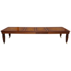 Restored Monumental Extending Oxford Library Dining Table Leather Top