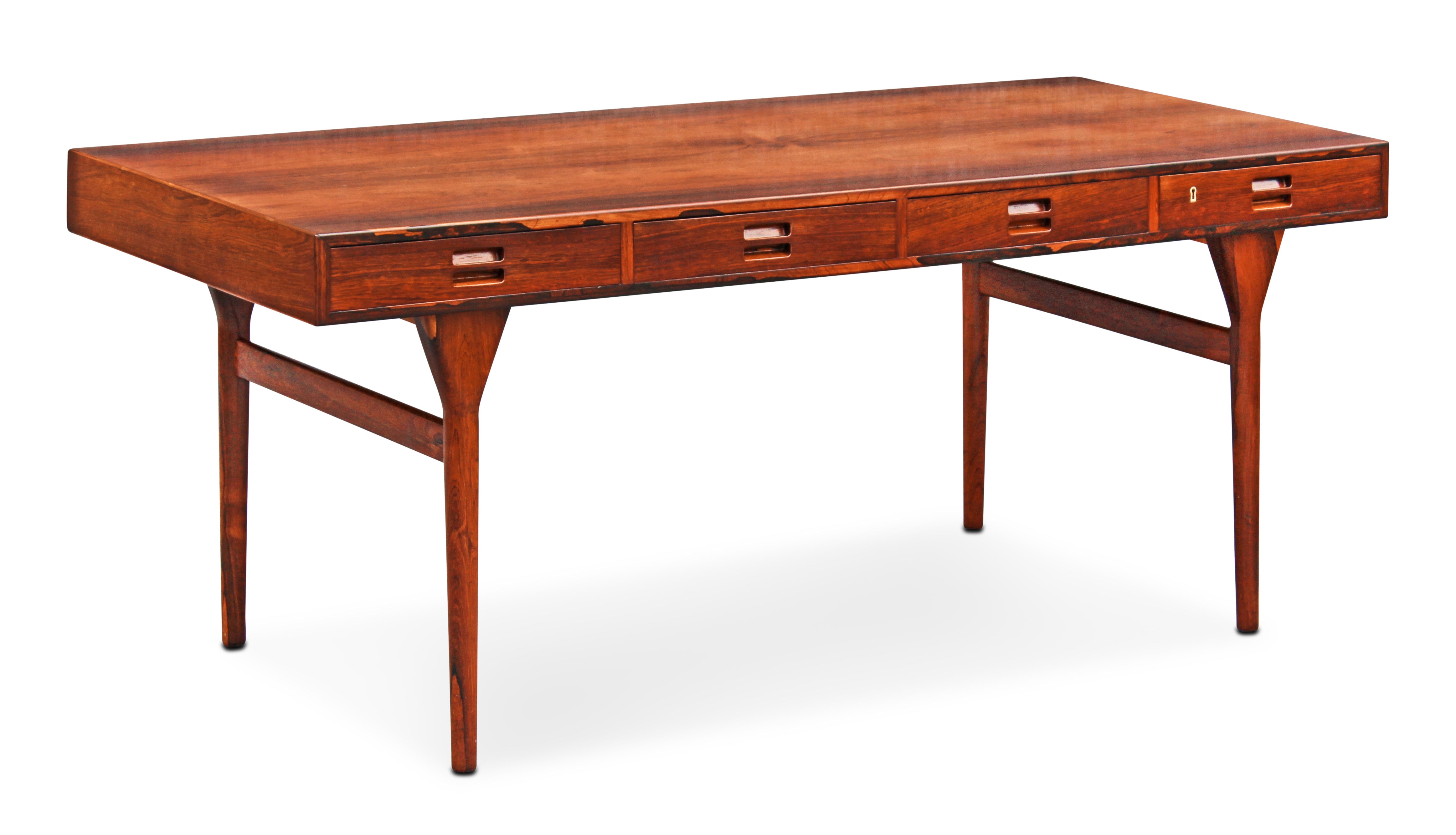 Restored Nanna Ditzel for Søren Willadsen Rosewood 4-Drawer Desk Made in Denmark