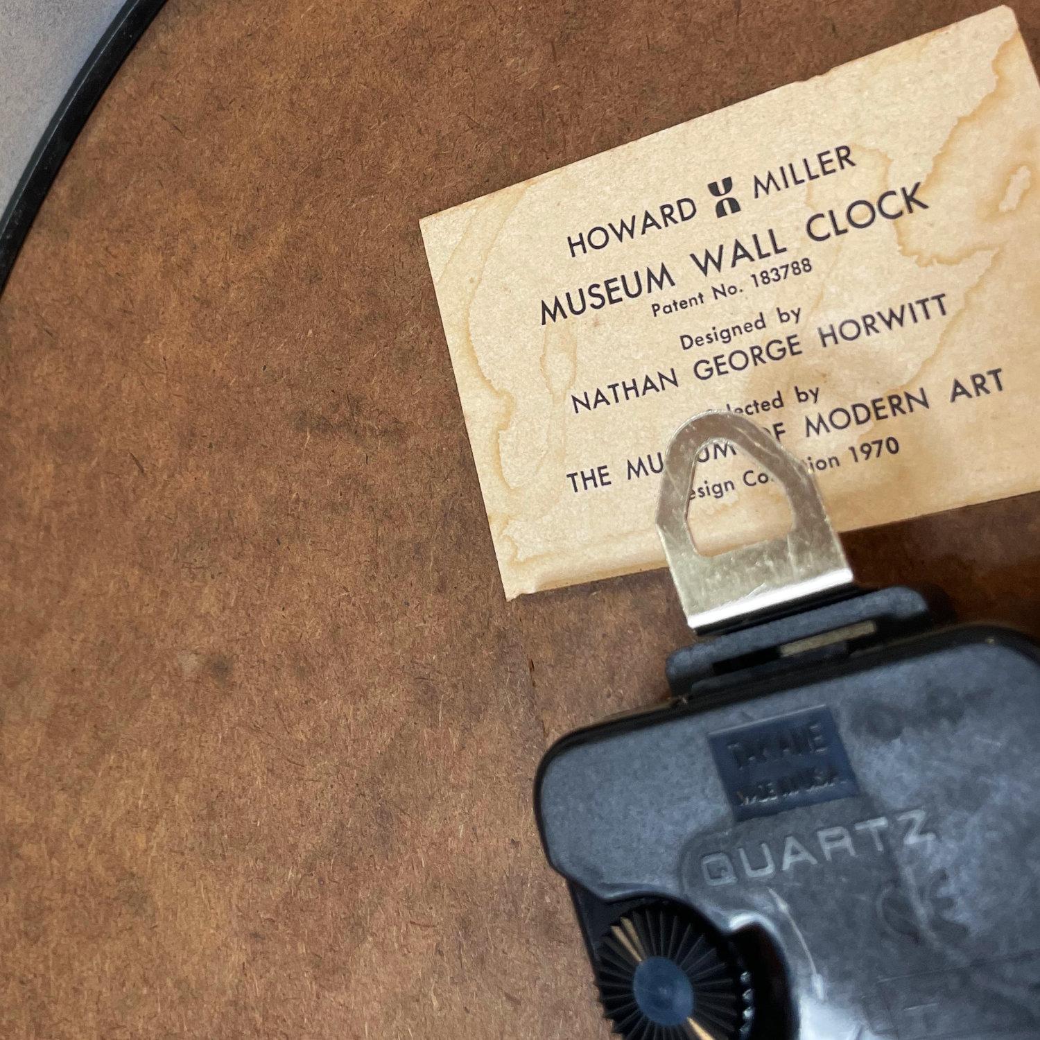 Restored Nathan George Horwitt Black and White Museum Clock 1970 3