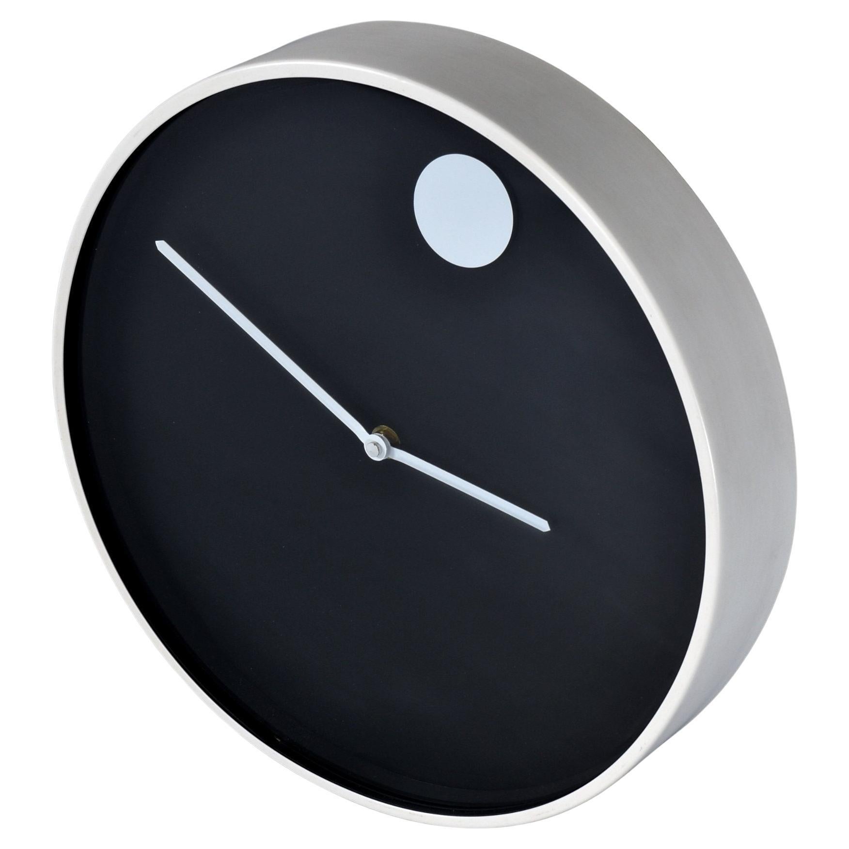 Restored Nathan George Horwitt Black and White Museum Clock 1970 For Sale