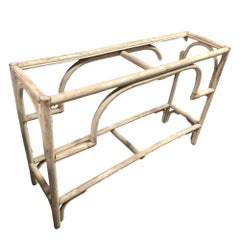 Restored Natural White Rattan Console Sofa Table