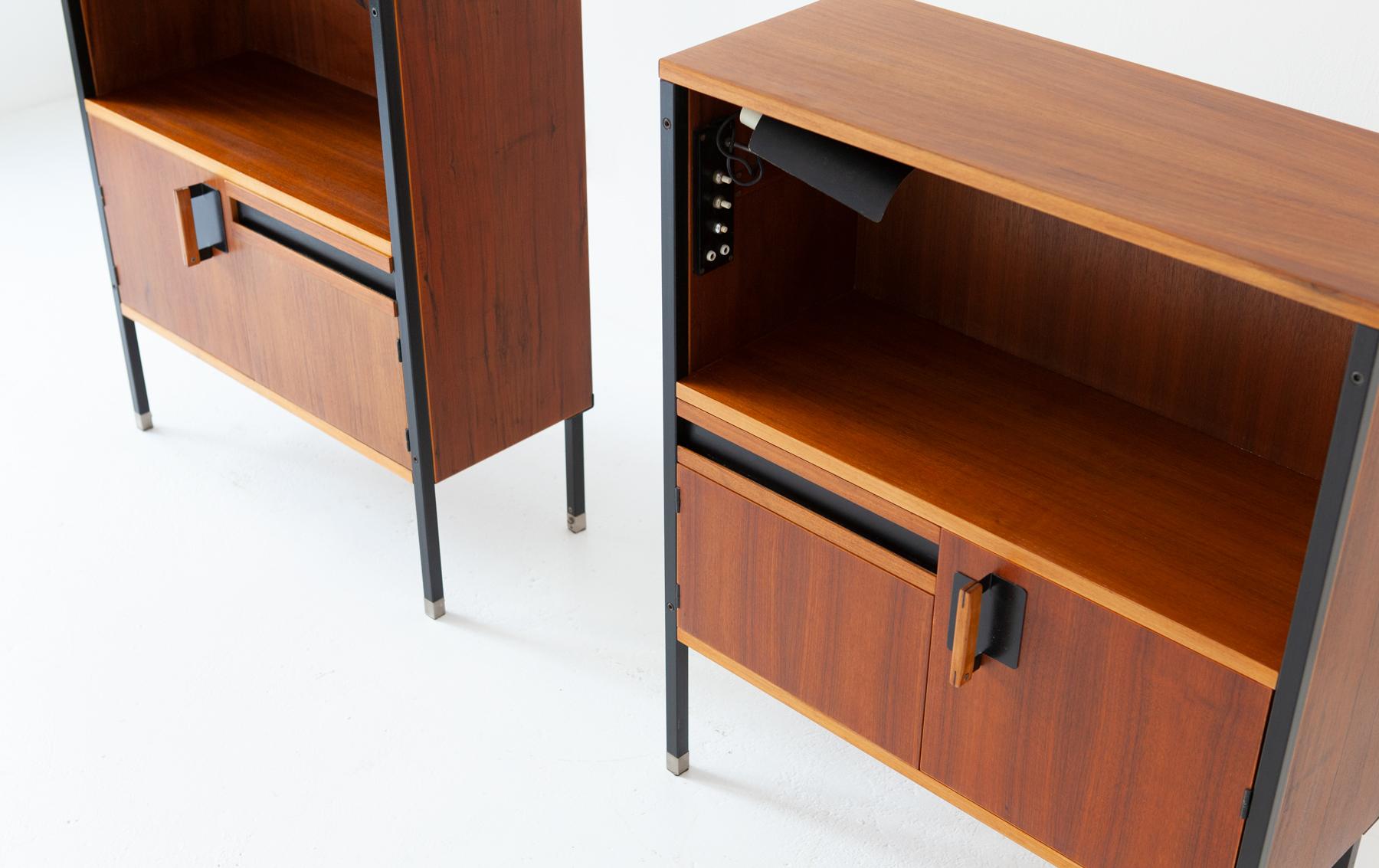 Restored Nightstands by Ico Parisi for MIM with Gino Sarfatti Lamps, 1958 1