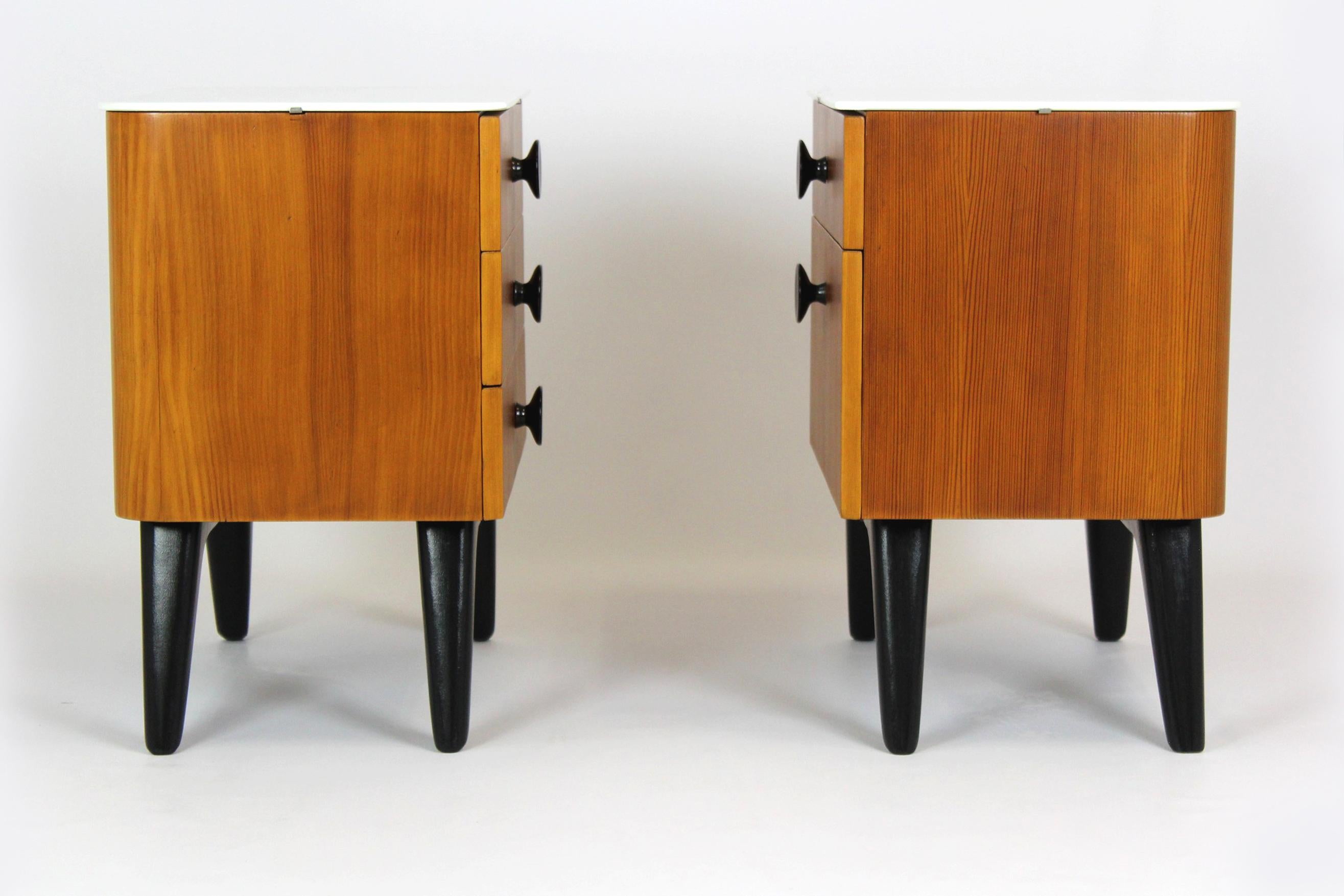 Restored Nightstands with Glass Tops by J. Halabala for UP Zavody, Set of 2 9