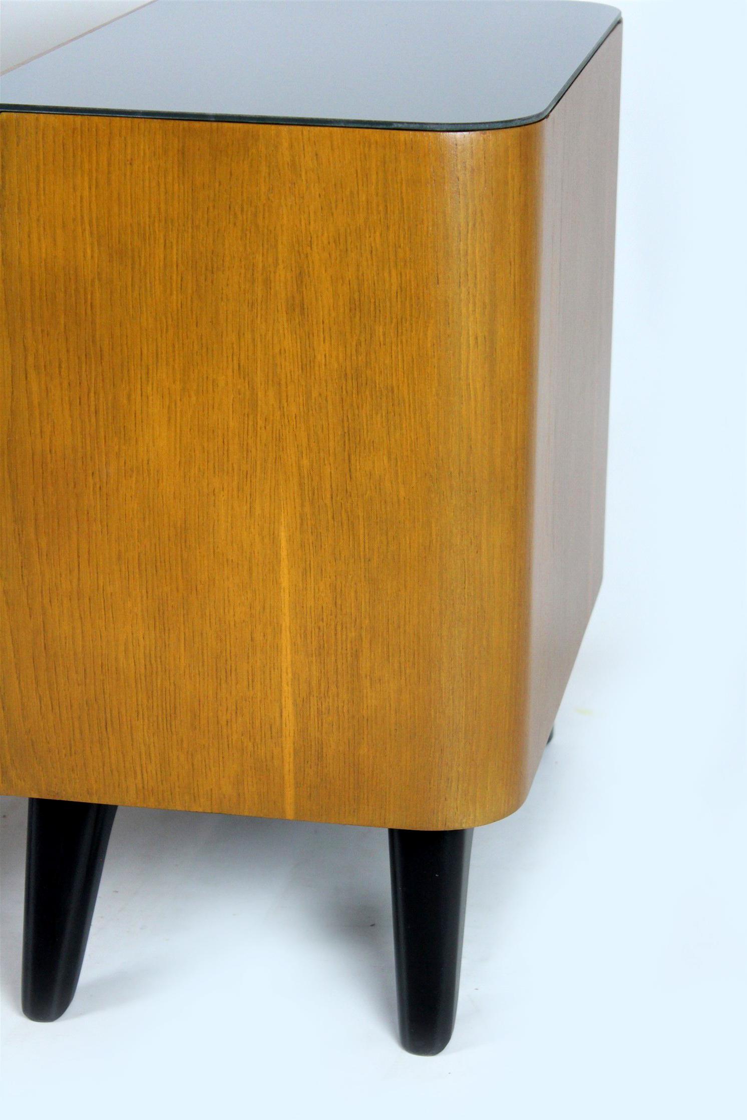 Restored Nightstands with Glass Tops by J. Halabala for UP Zavody, Set of 2 For Sale 9