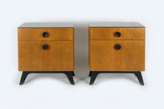 Restored Nightstands with Glass Tops by J. Halabala for UP Zavody, Set of 2