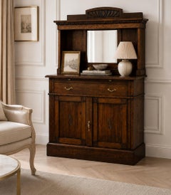 Restauriertes Sideboard aus Eichenholz mit Spiegel, Design aus der Zwischenkriegszeit
