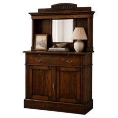 Restauriertes Sideboard aus Eichenholz mit Spiegel, Design aus der Zwischenkriegszeit