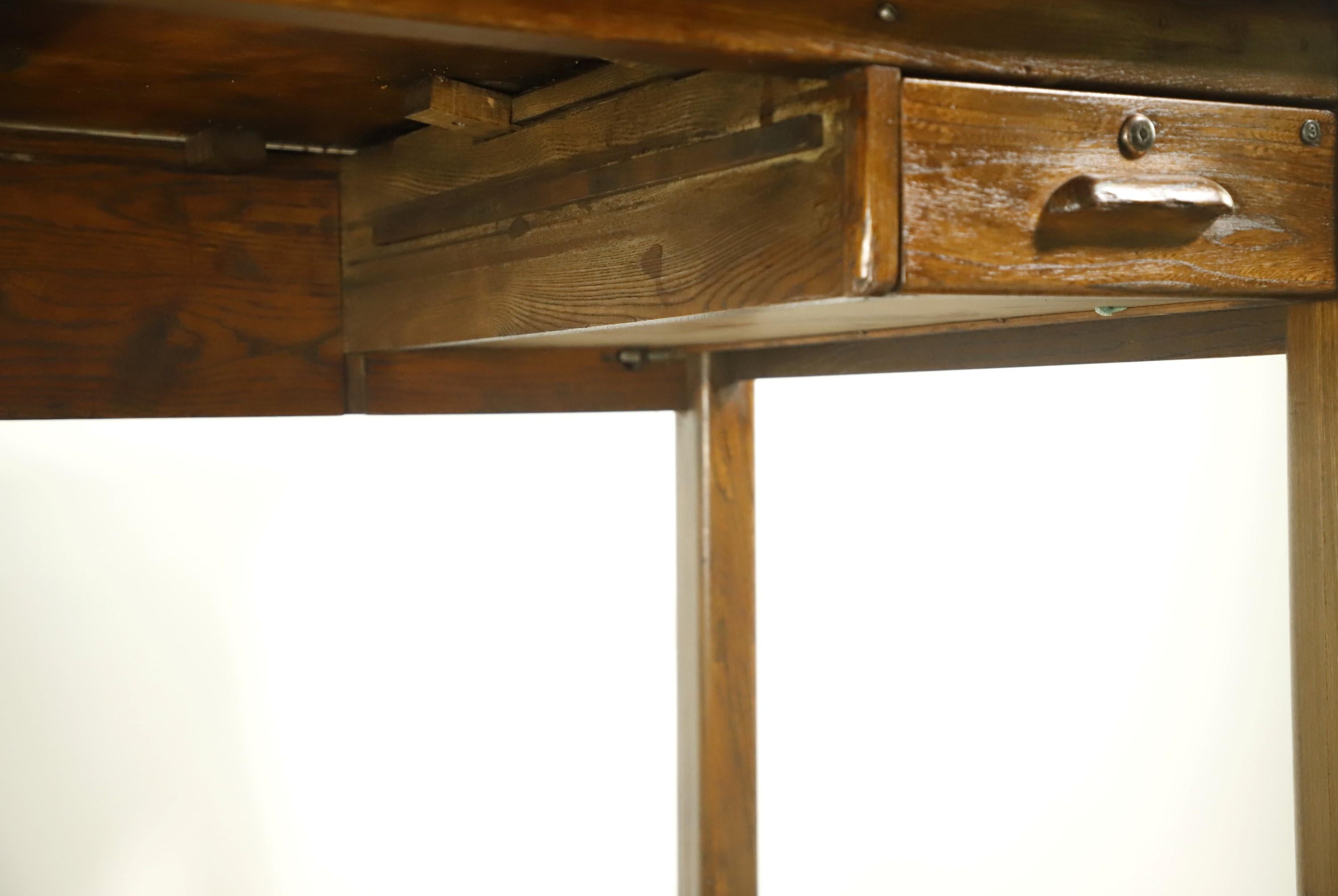 Restored Oak Workbench Desk 1 Drawer Counter Height 1