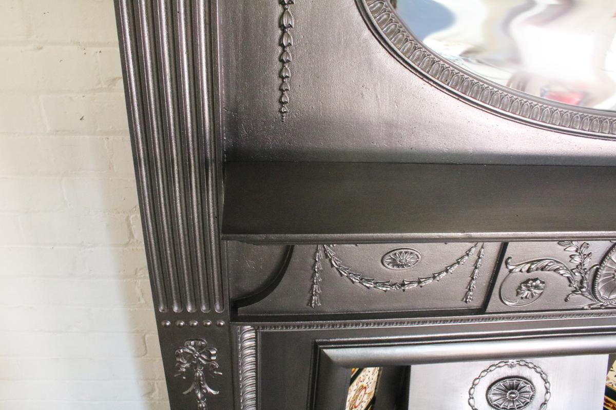 Restored Original Antique Edwardian Tall Cast Iron Fireplace Surround 1