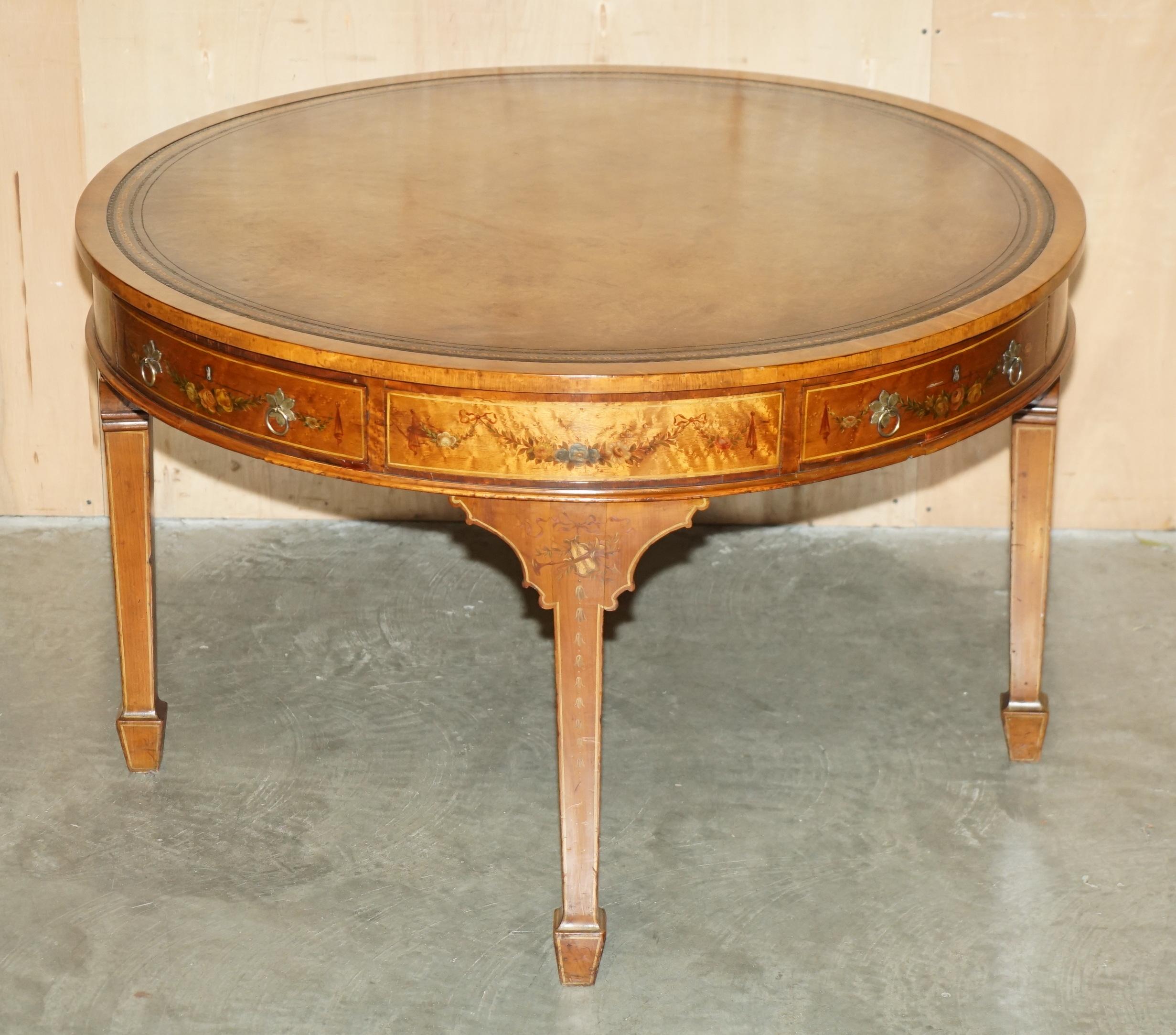 Royal House Antiques

Royal House Antiques is delighted to offer for sale this stunning original antique Sheraton painted Satinwood & Brown leather Library Centre table in fully restored condition 

Please note the delivery fee listed is just a