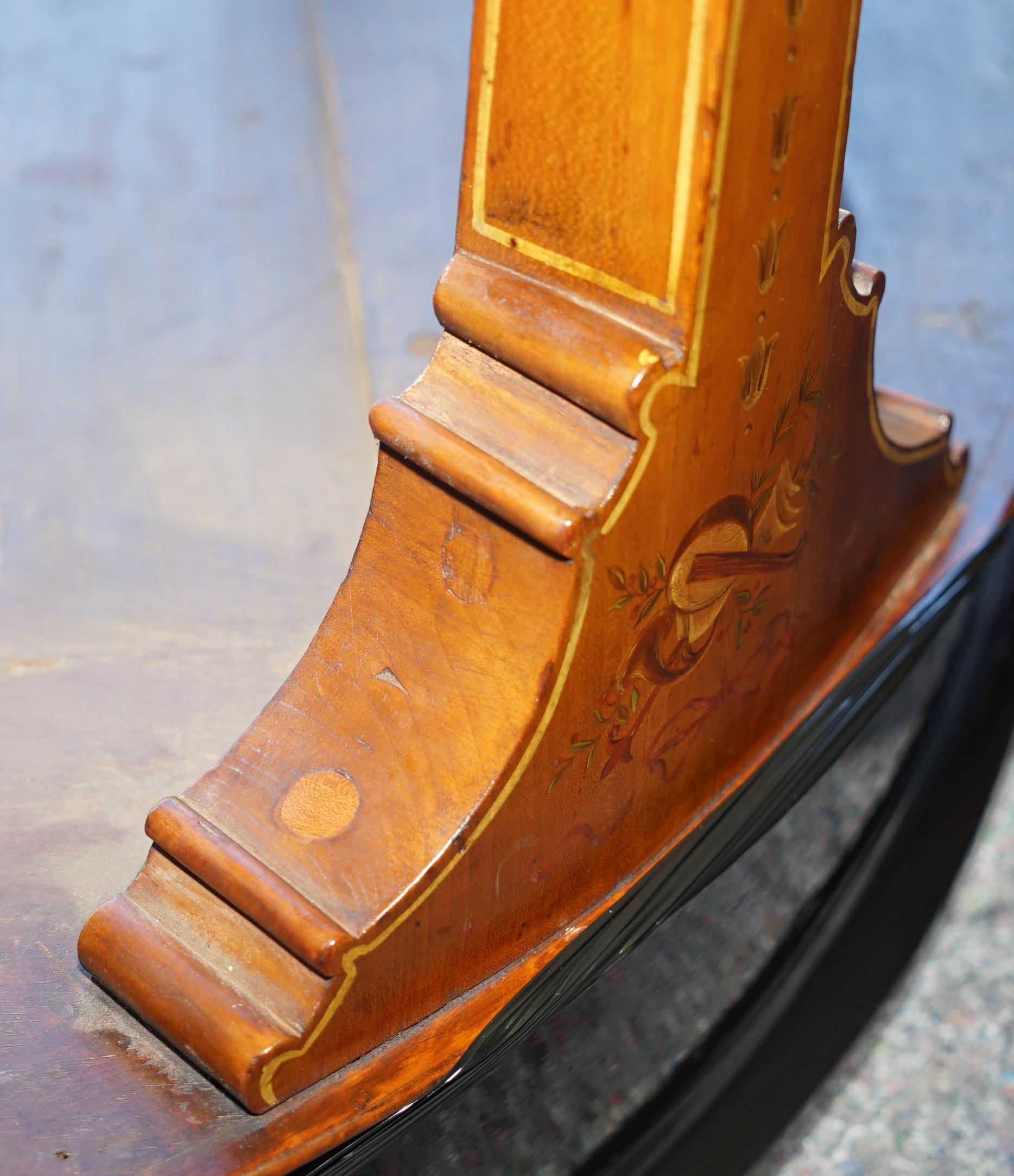 RESTORED ORIGINAL ANTIQUE SHERATON SATiNWOOD BROWN LEATHER LIBRARY CENTRE TABLE For Sale 12