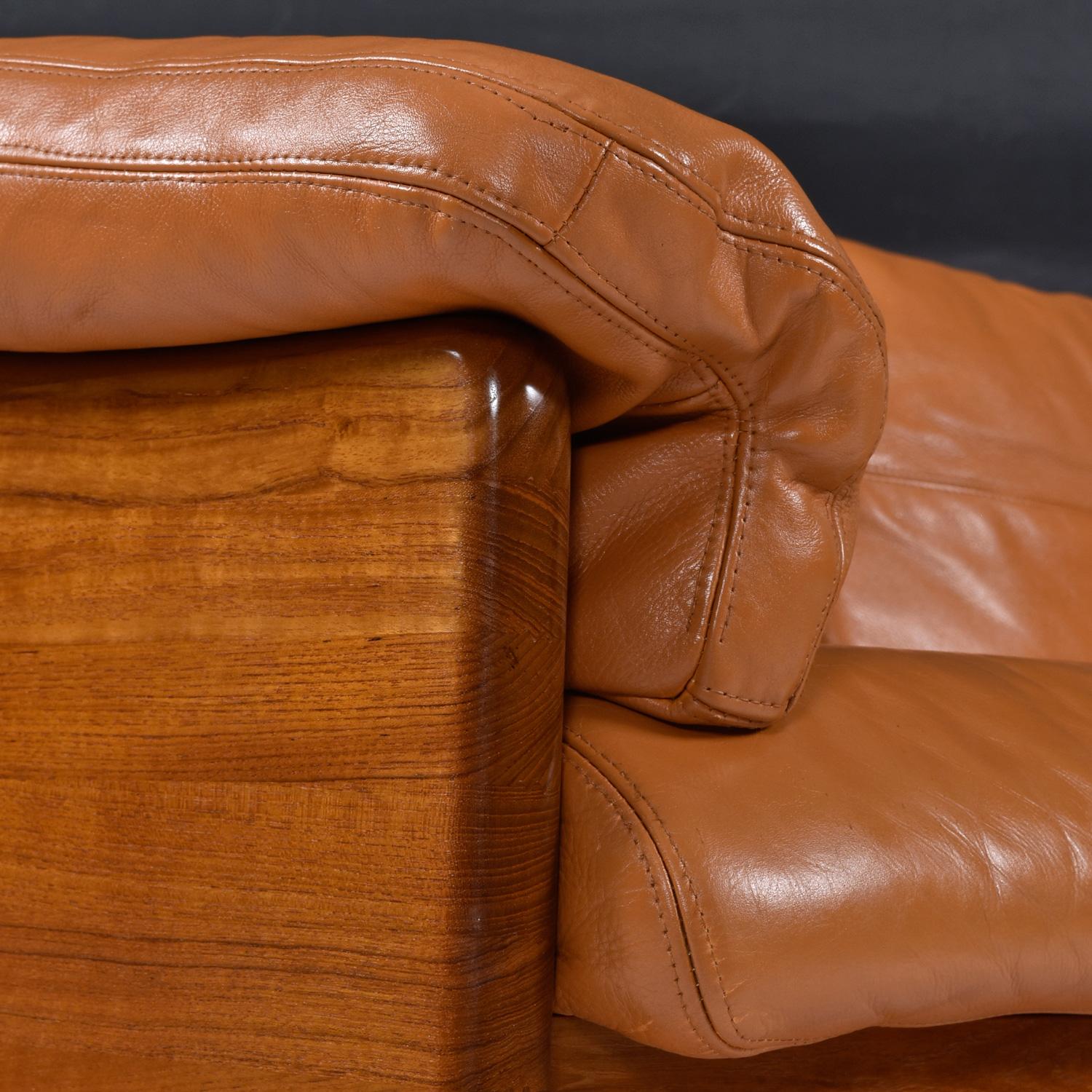 Mid-20th Century Restored Original Leather Solid Teak Danish Loveseat Sofa by A. Mikael Laursen