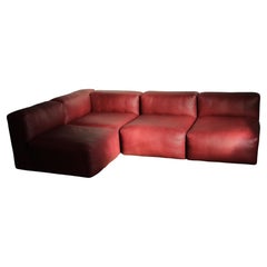 Divano modulare "Mags Soft Low" in pelle color sangue di bue restaurato da Hay, anni 2000