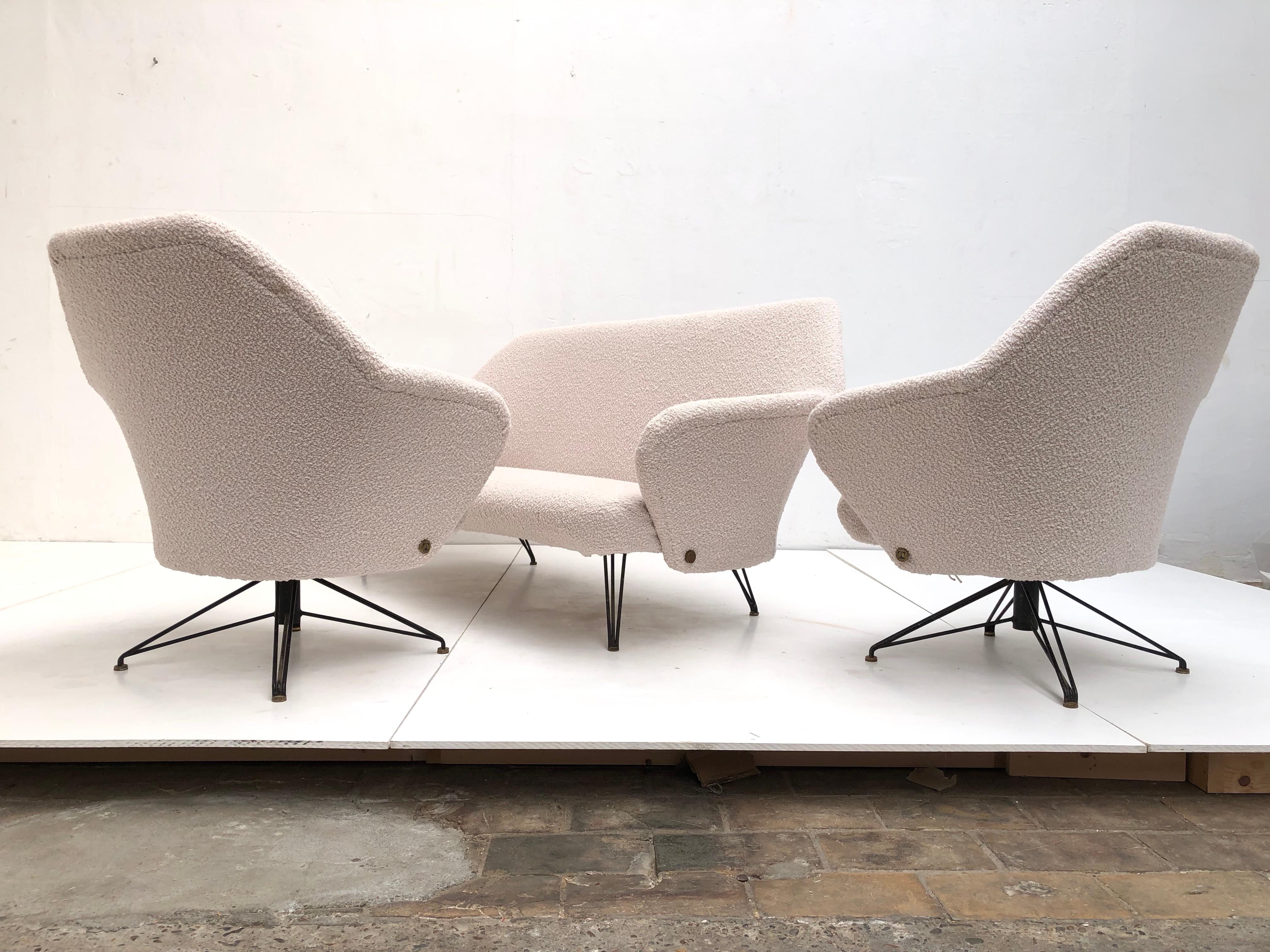 First Edition P32 Lounge Set by Borsani, Early Triangulated Form Wire Base, 1956 2