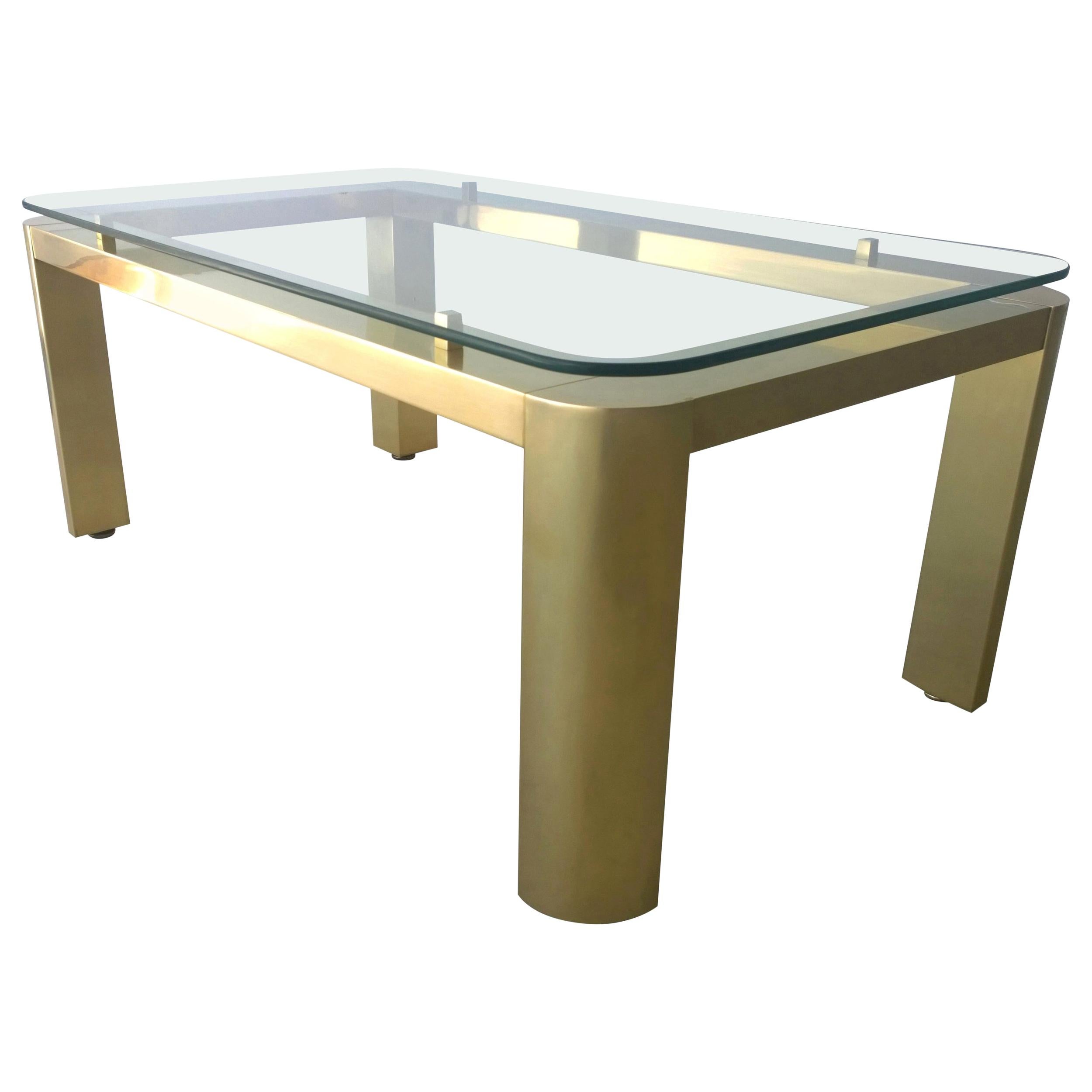 Restored Pace Brass with Floating Glass Rectangular Cocktail or Coffee Table For Sale