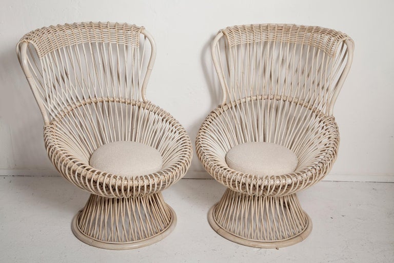 Italian Restored Pair of 1950s Margherita Chairs by Franco Albini for Vittorio Bonacina For Sale