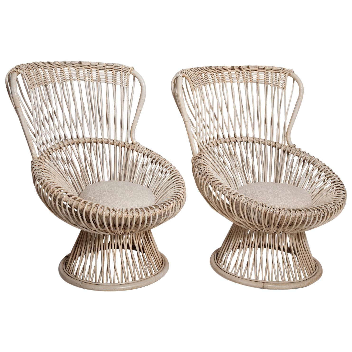 Restored Pair of 1950s Margherita Chairs by Franco Albini for Vittorio Bonacina