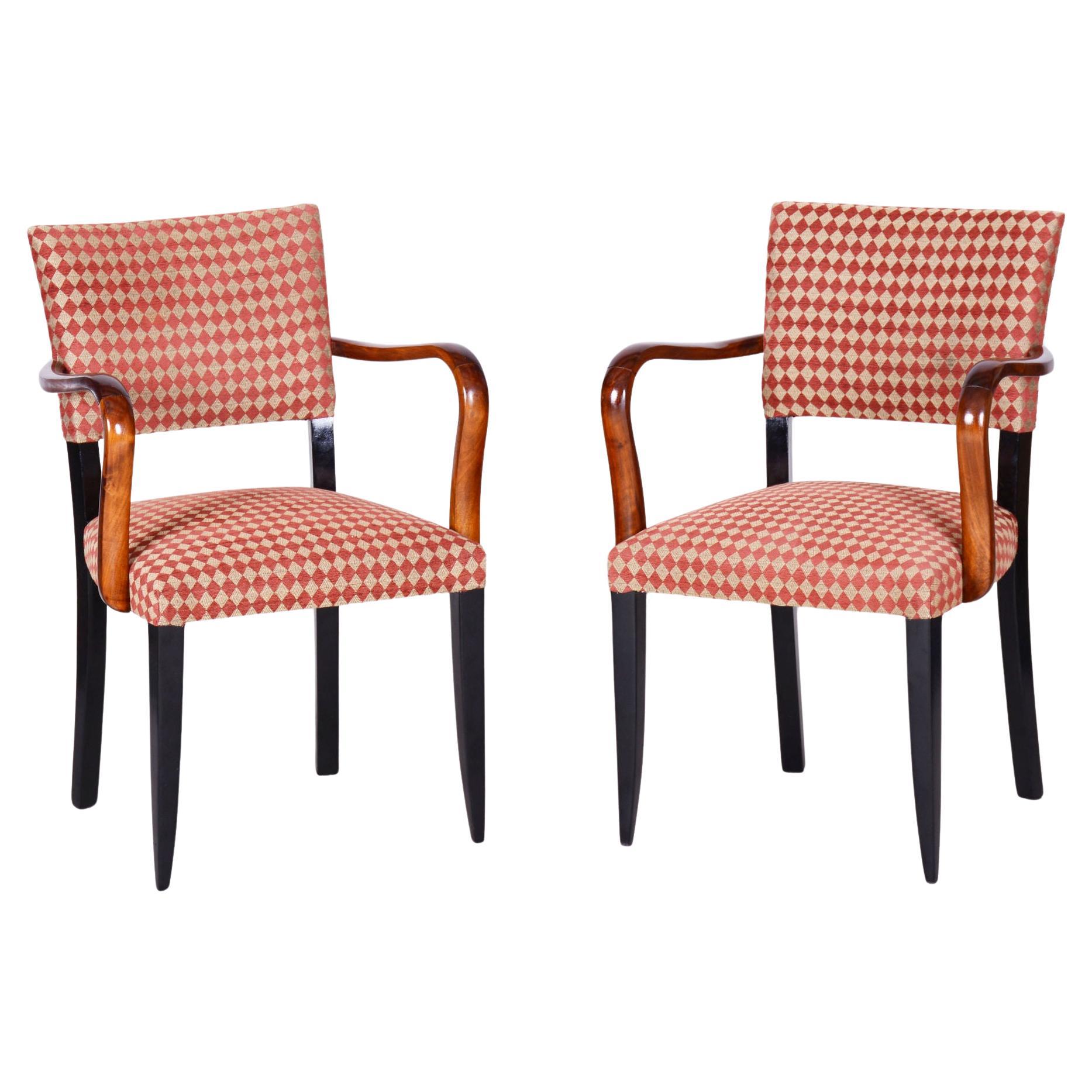 Restored Pair of Art Deco Armchairs, Jules Leleu, Beech, Walnut, France, 1920s