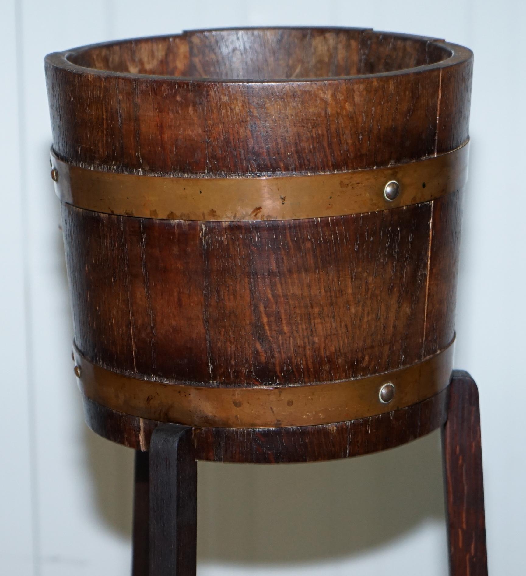 Early 20th Century Restored Pair of R A Lister & Co Plant Stands Lovely Barrel Design, circa 1900