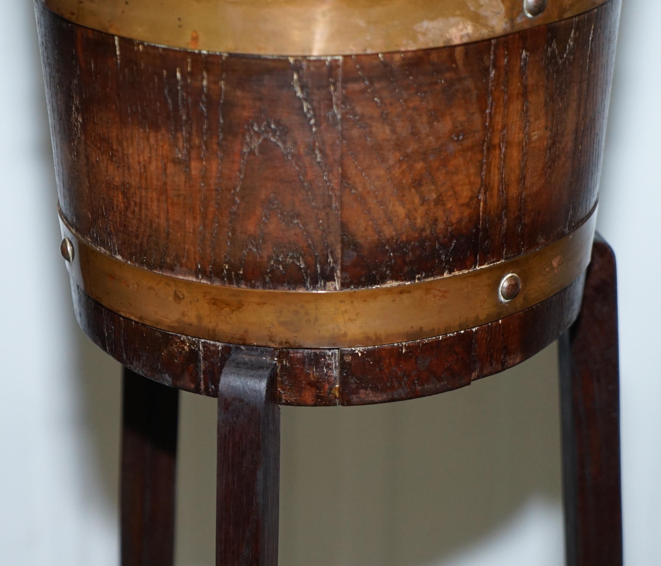 Hand-Crafted Restored Pair of R A Lister & Co Plant Stands Lovely Barrel Design, circa 1900